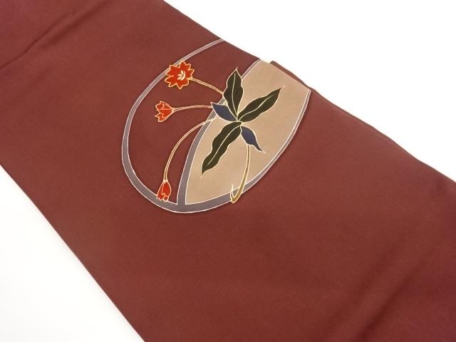 JAPANESE NAGOYA OBI / SHIOZE / KINSAI / EMBROIDERY / FLORAL PLANTS